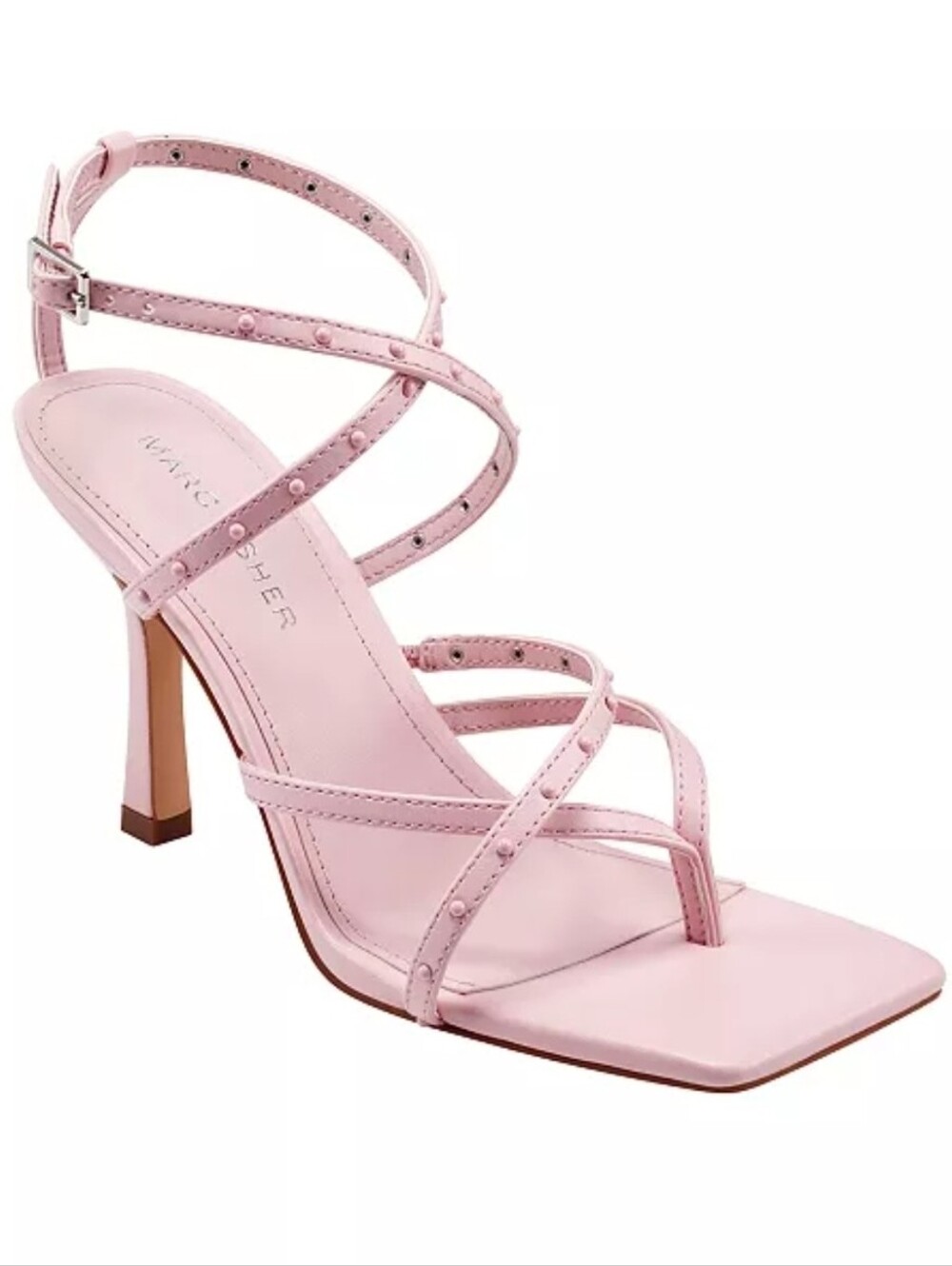 Marc Fisher Pink Strappy Square-Toe High Heel Sandal